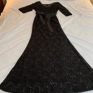 Miss Cristina Half Sleeve Black Lace and Sequin Formal Dress Size L (6/8)